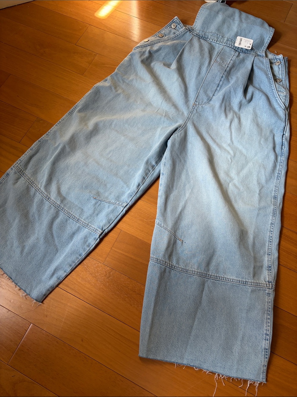 Free people Light Blue Wide-Leg Denim Overalls - Women Jeans - Picture 7 of 8